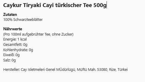 Caykur Tiryaki Cayi türkischer Tee 500g