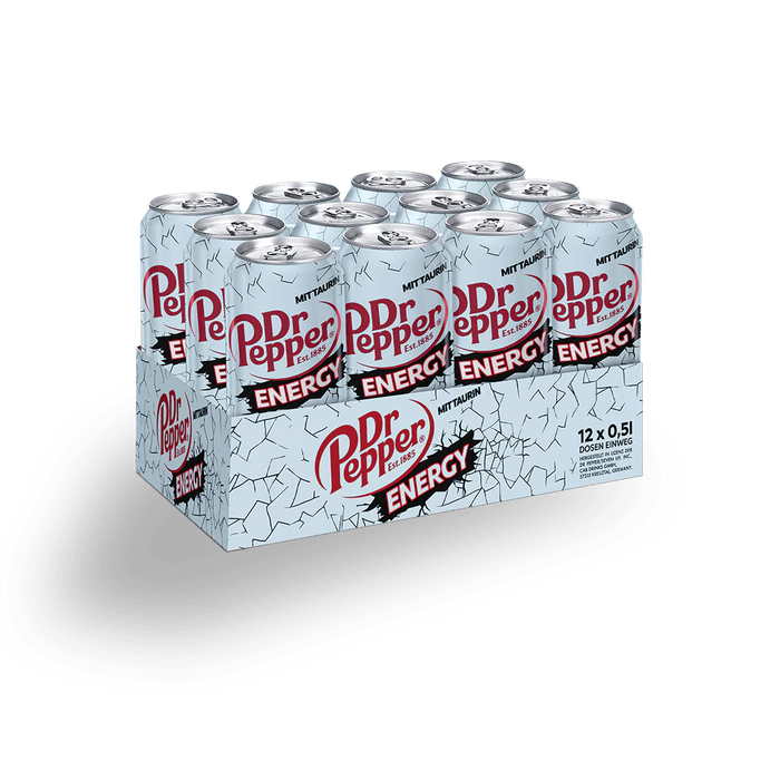 Dr Pepper Energy, 12er Pack, (12 x 500 ml) inc. EINWEG Pfand