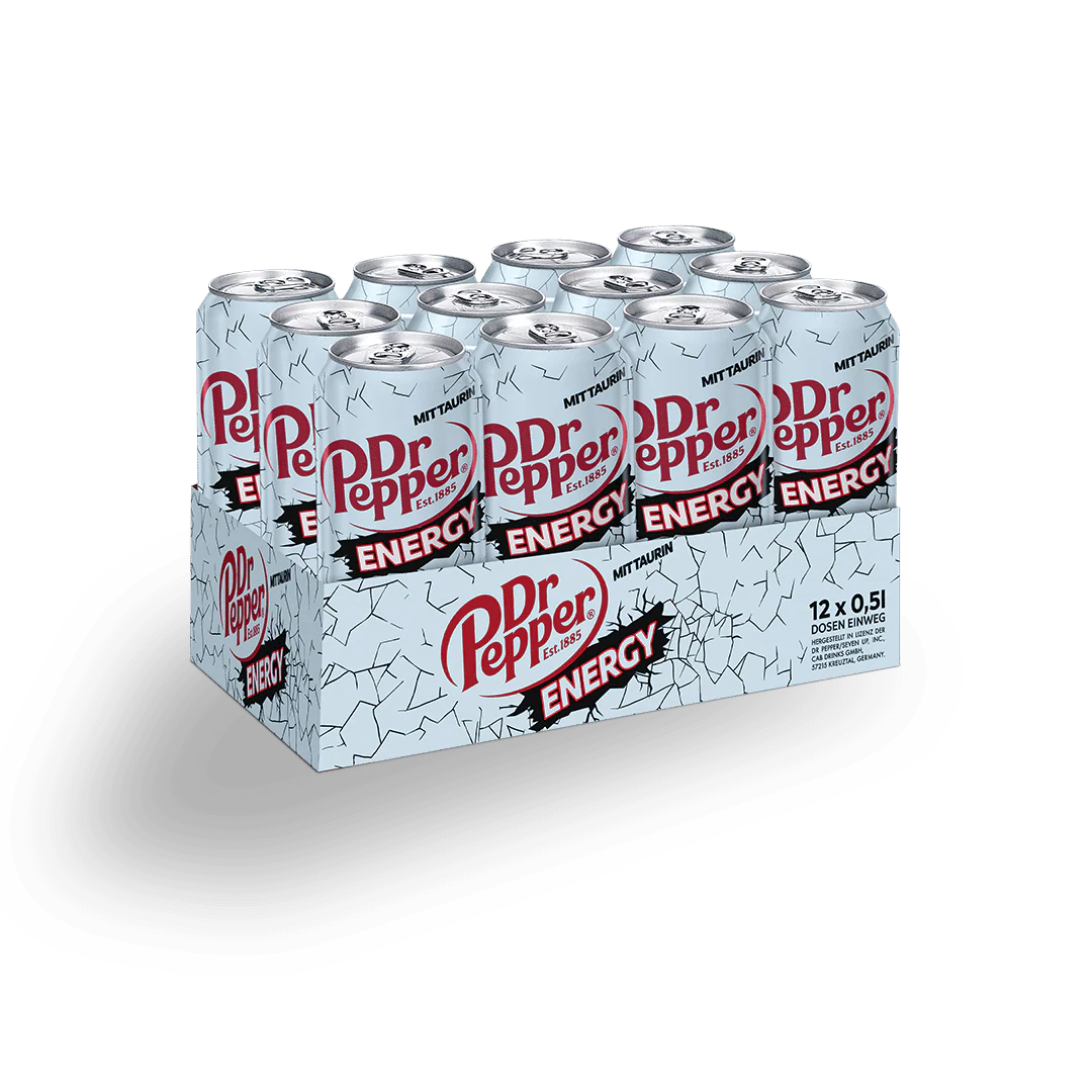 Dr Pepper Energy, 12er Pack, (12 x 500 ml) inc. EINWEG Pfand