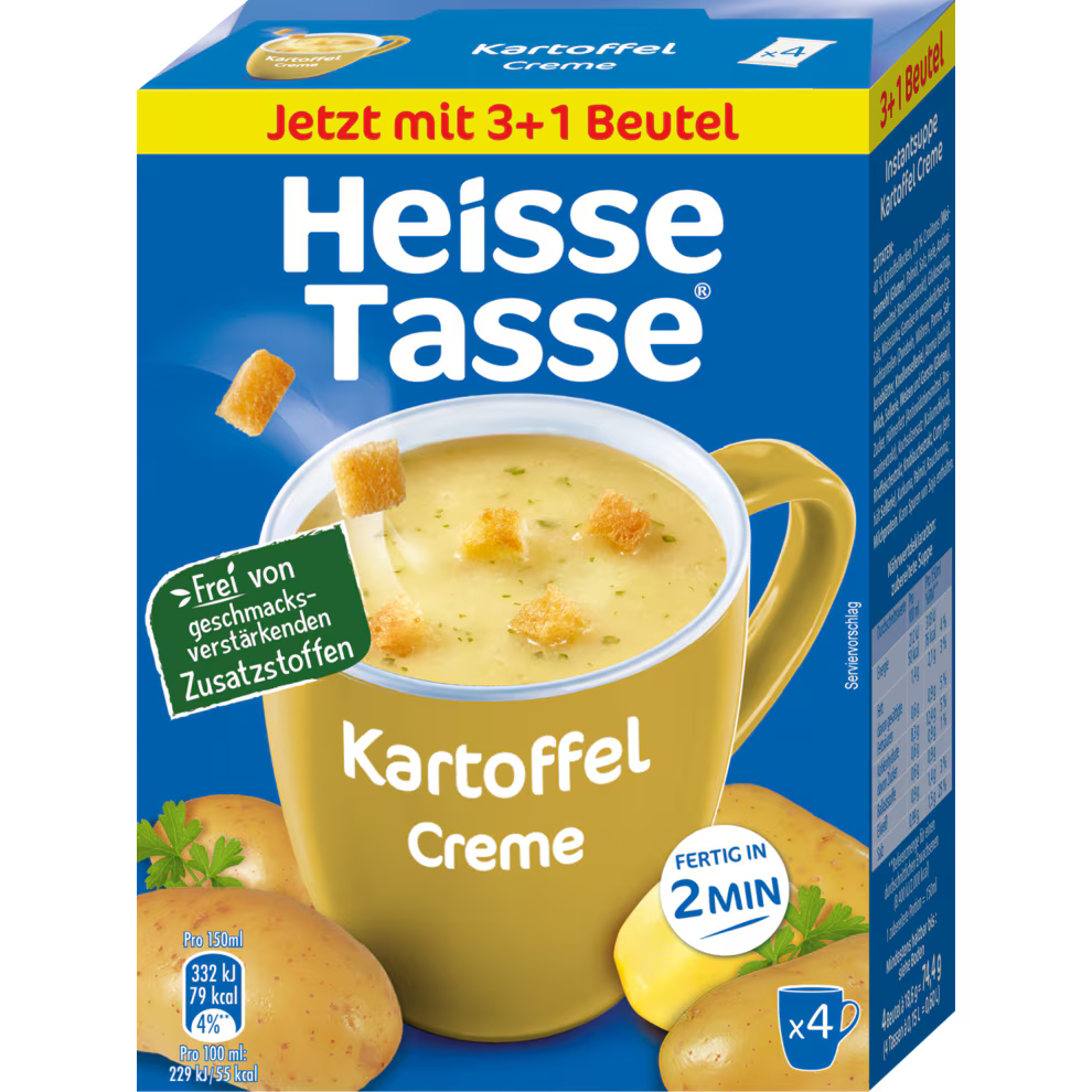 Heisse Tasse Kartoffel-Cremesuppe 4x150ml für 600ml (74,4g)