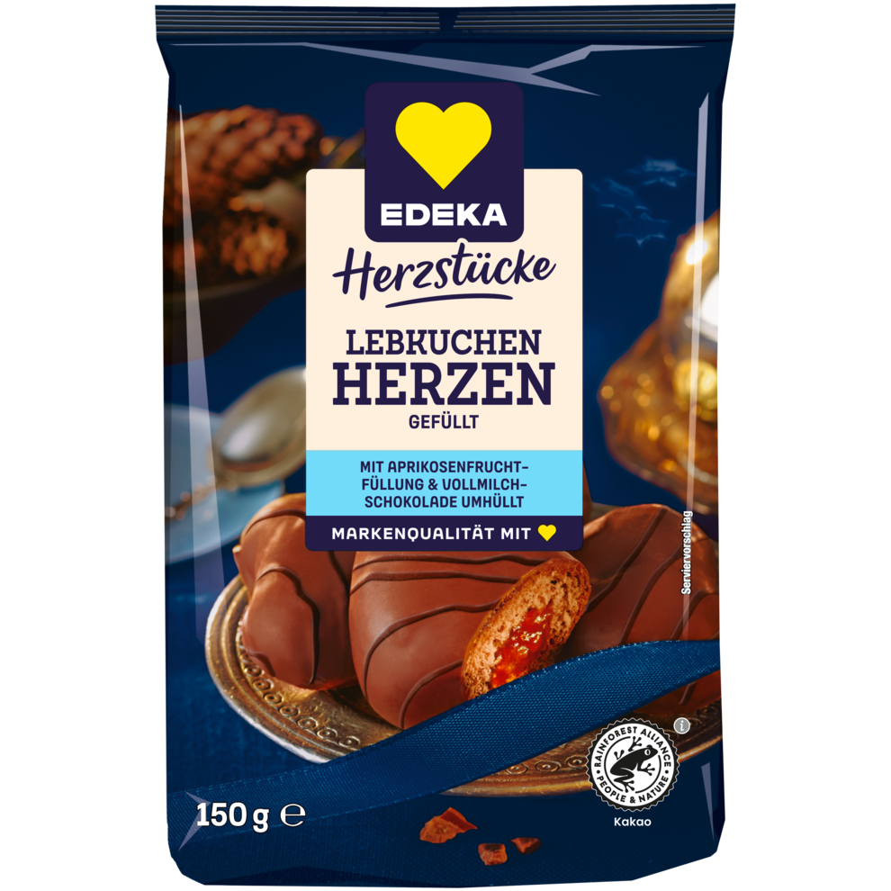 EDEKA Herzstücke Lebkuchen Herzen gefüllt Vollmilch 150g