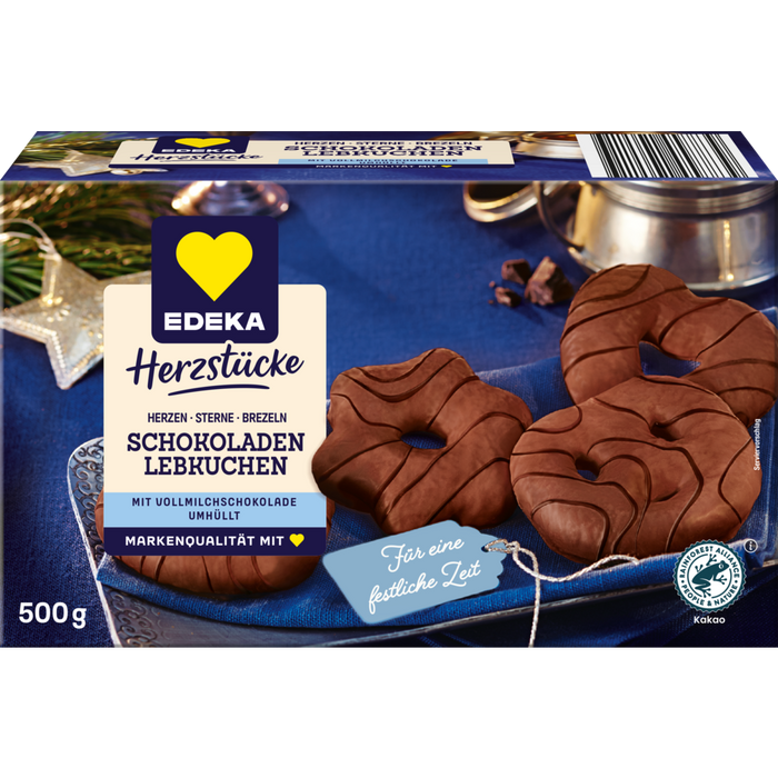 EDEKA Herzstücke Schokoladen Lebkuchen Herzen Sterne Brezel Vollmilch 500g