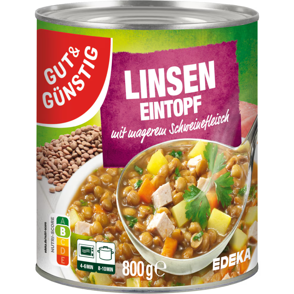 6x GUT&GÜNSTIG Linseneintopf mit magerem Schweinefleisch 800g (6x800g)