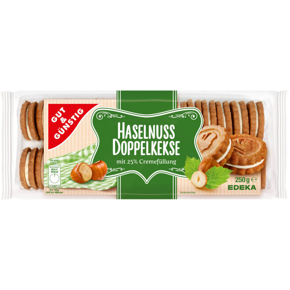 6x GUT&GÜNSTIG Doppelkeks Haselnuss 250g (6x250g)