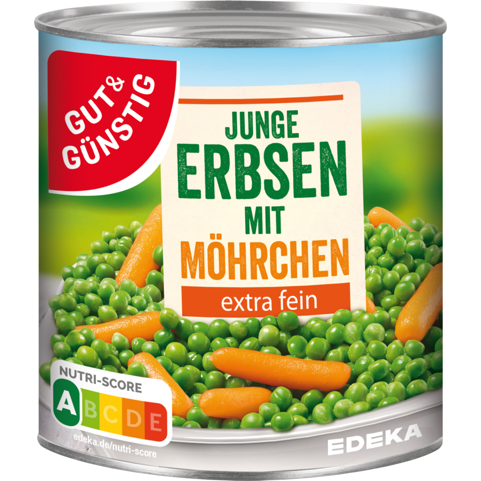 GUT&GÜNSTIG junge Erbsen+Möhrchen extra fein 800g