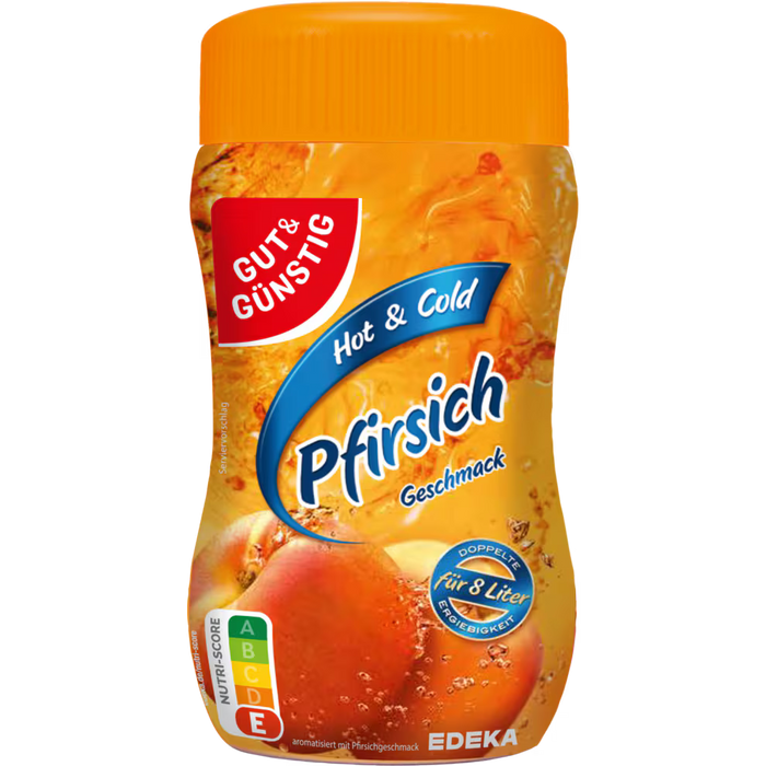 6x GUT&GÜNSTIG Hot & Cold Pfirsich Teegetränk Dose 400g (6x400g)