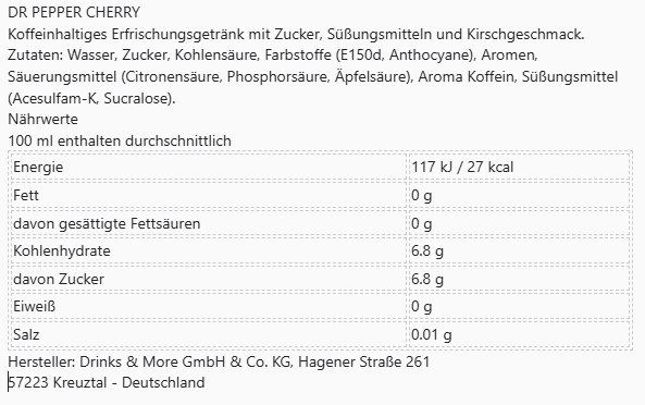 12x Dr Pepper Cherry 0,33l (12x0,33l)
