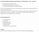 Produktbild anzeigen: Dr. Starke Destilliertes Wasser, demineralisiert nach DIN 43530 – 5 Liter - Kanister

