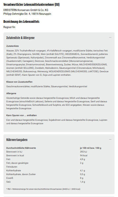 Dreistern Ragout Fin 400g