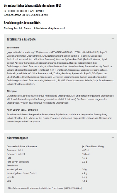 Erasco Menü Rindergulasch 480g