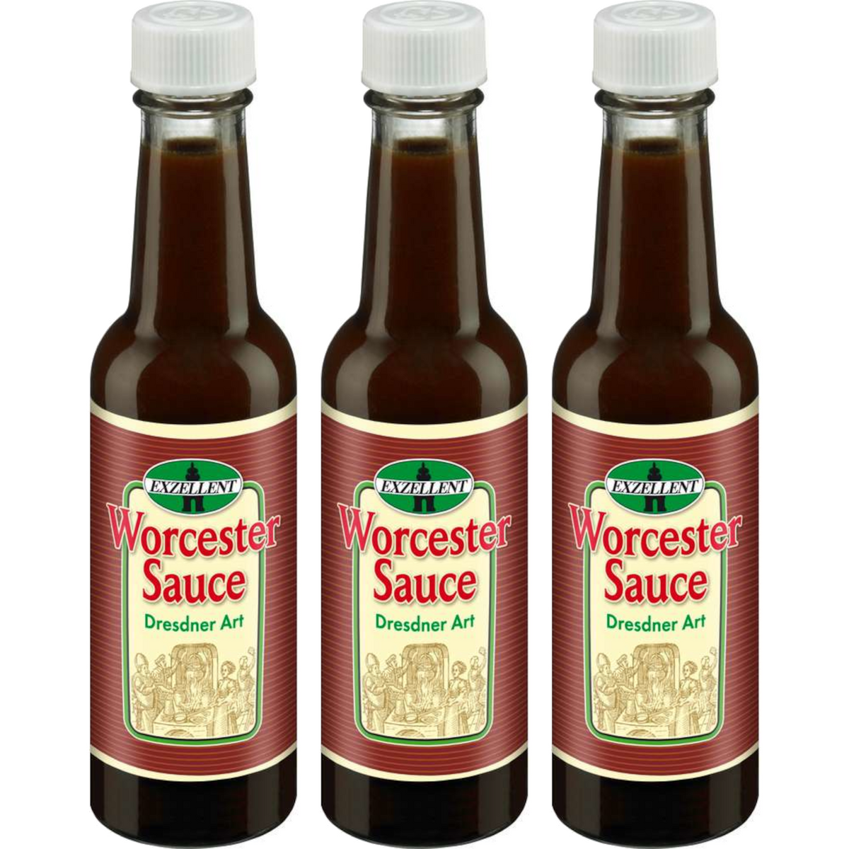 3x Exzellent Worcester Sauce 140ml (3x140g)