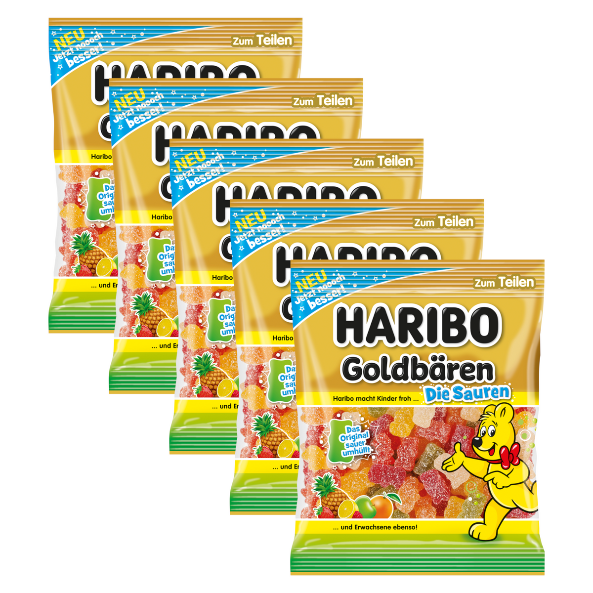 5x Haribo Goldbären Die Sauren 175g (5x175g)