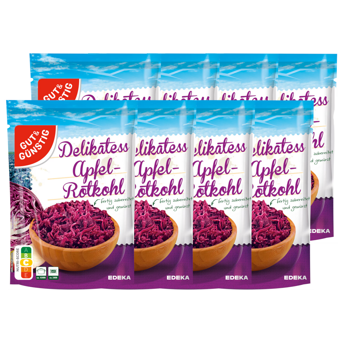 8x GUT&GÜNSTIG Apfelrotkohl 400g (8x400g)