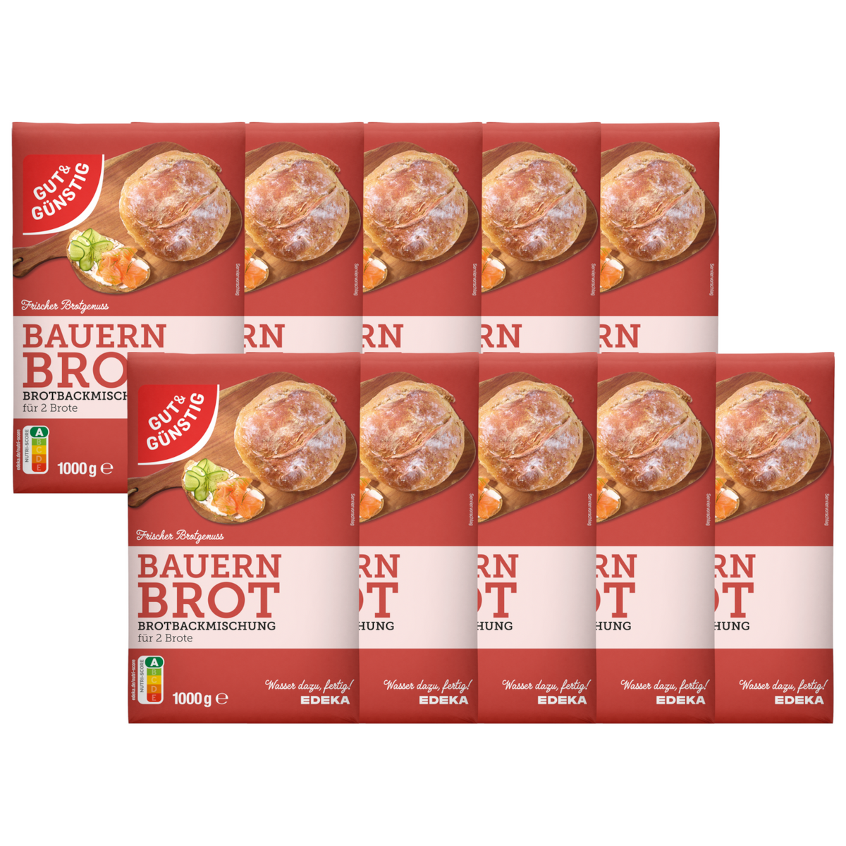 10x GUT&GÜNSTIG Brotbackmischung Bauernbrot 1kg (10x1kg)