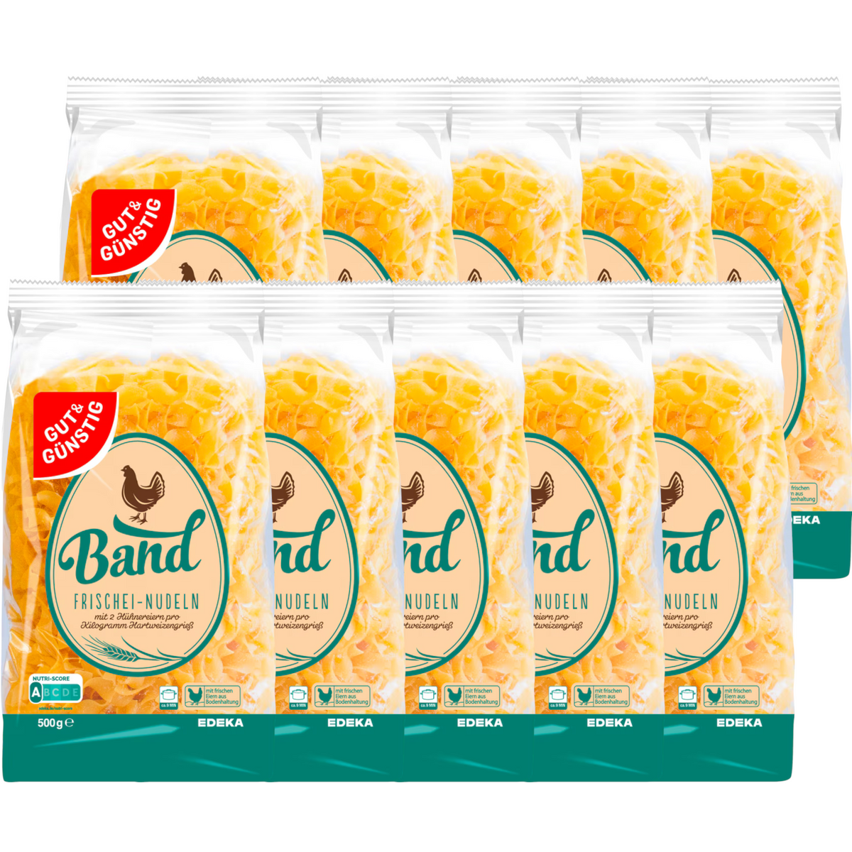 10x GUT&GÜNSTIG Frischei-Nudeln Band 500g (10x500g)