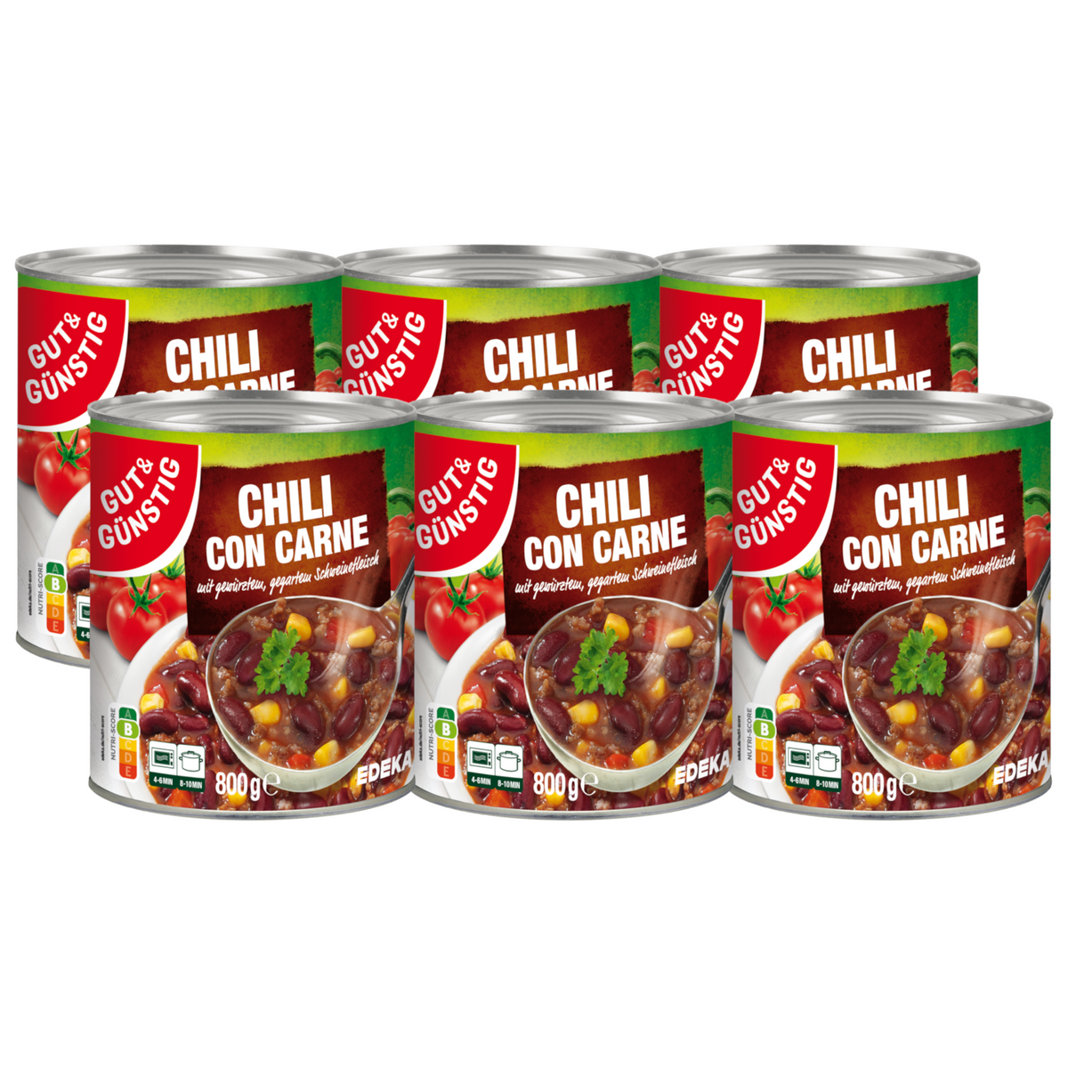 6x GUT&GÜNSTIG Chili con Carne 800g (6x800g)