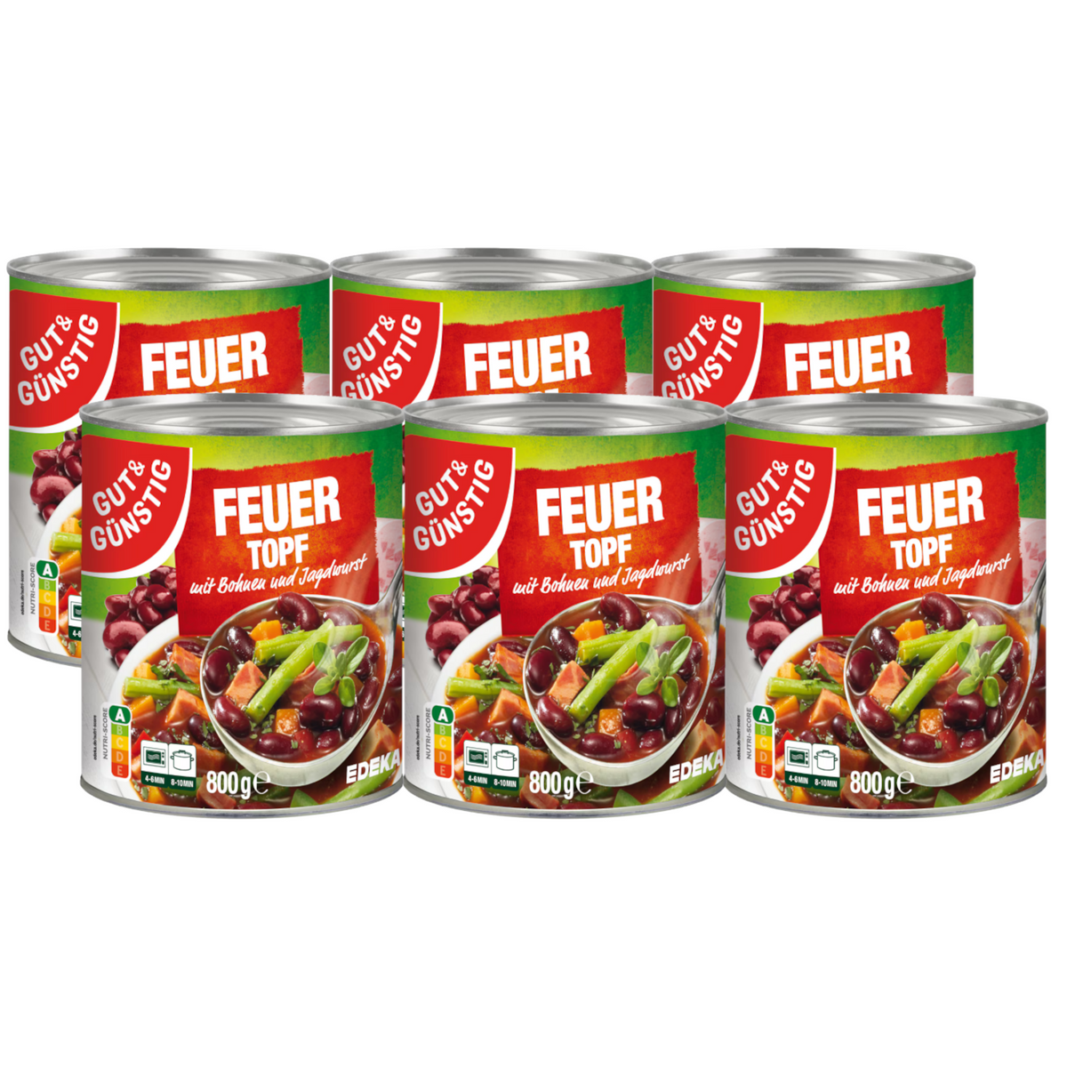 6x GUT&GÜNSTIG Feuertopf Bohneneintopf mit Fleischwurst 800g (6x800g)