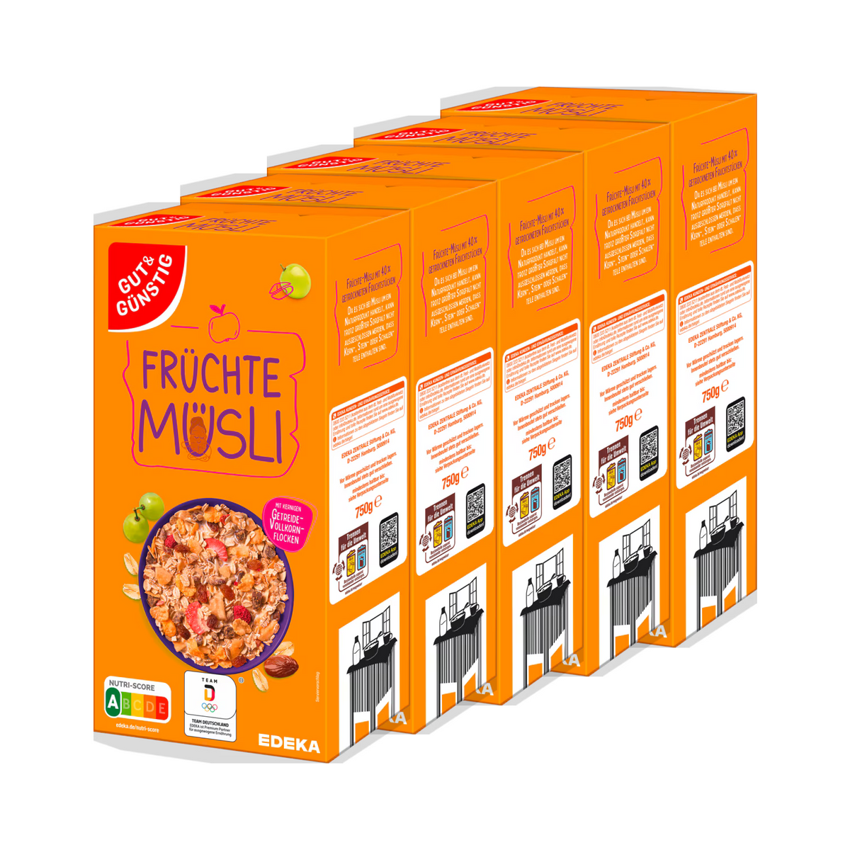 5x GUT&GÜNSTIG Früchte Müsli 750g (5x750g)