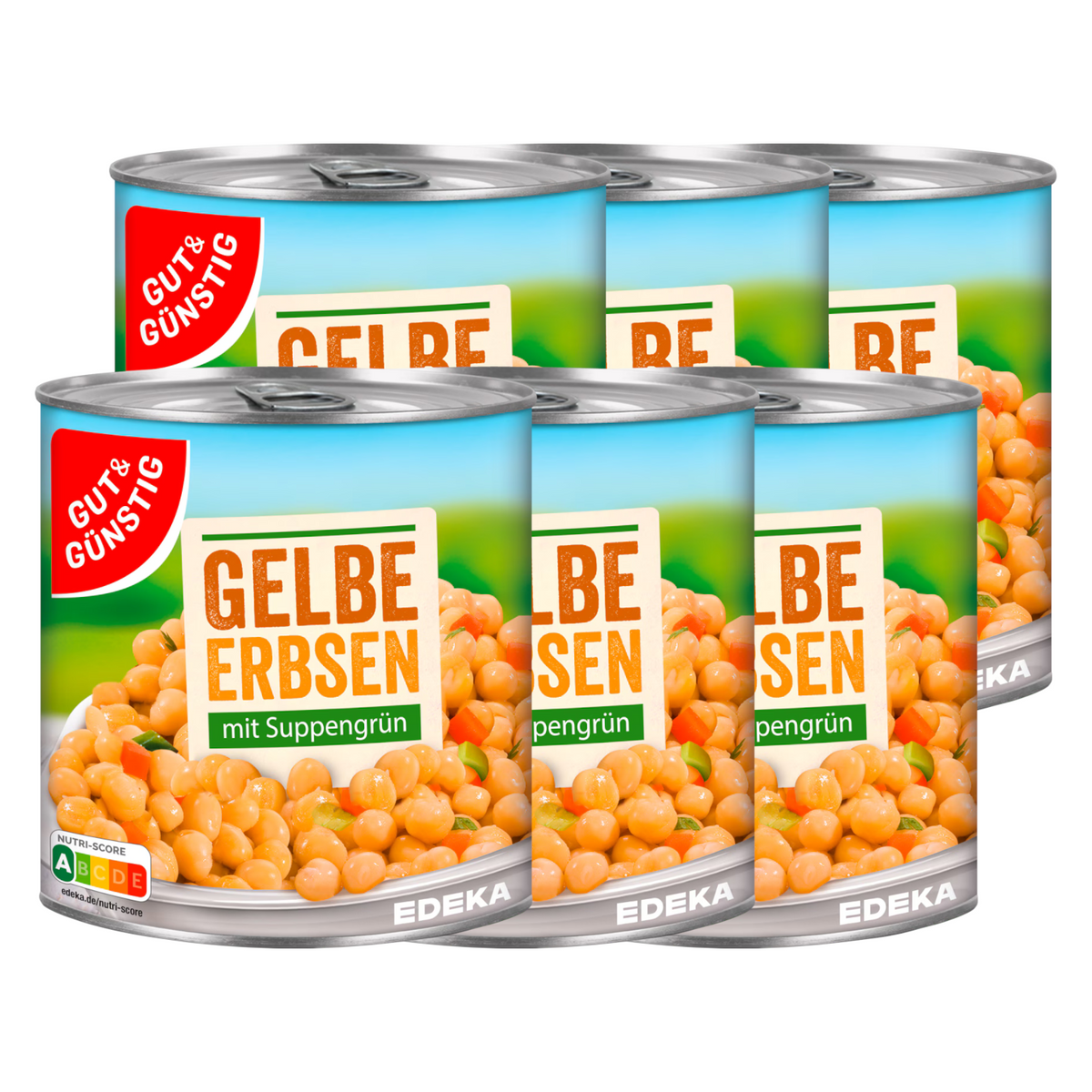 6x GUT&GÜNSTIG Gelbe Erbsen mit Suppengrün 800g (6x800g)