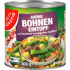 6xGUT&GÜNSTIG Grüne Bohnen Eintopf mit Rauchspeck und Rindfleisch 800g (6x800g)