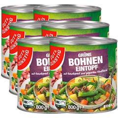 6xGUT&GÜNSTIG Grüne Bohnen Eintopf mit Rauchspeck und Rindfleisch 800g (6x800g)