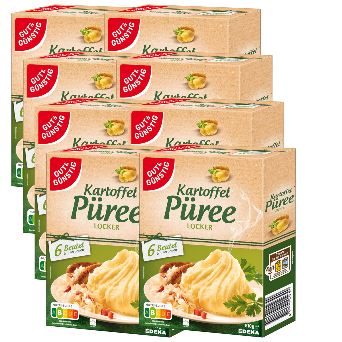 8x GUT&GÜNSTIG Kartofffelpüree 18 Portionen 510g (8x510g)