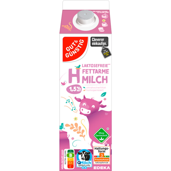 12x GUT&GÜNSTIG H-Milch 1,5% laktosefrei 1l VLOG (12x1l)