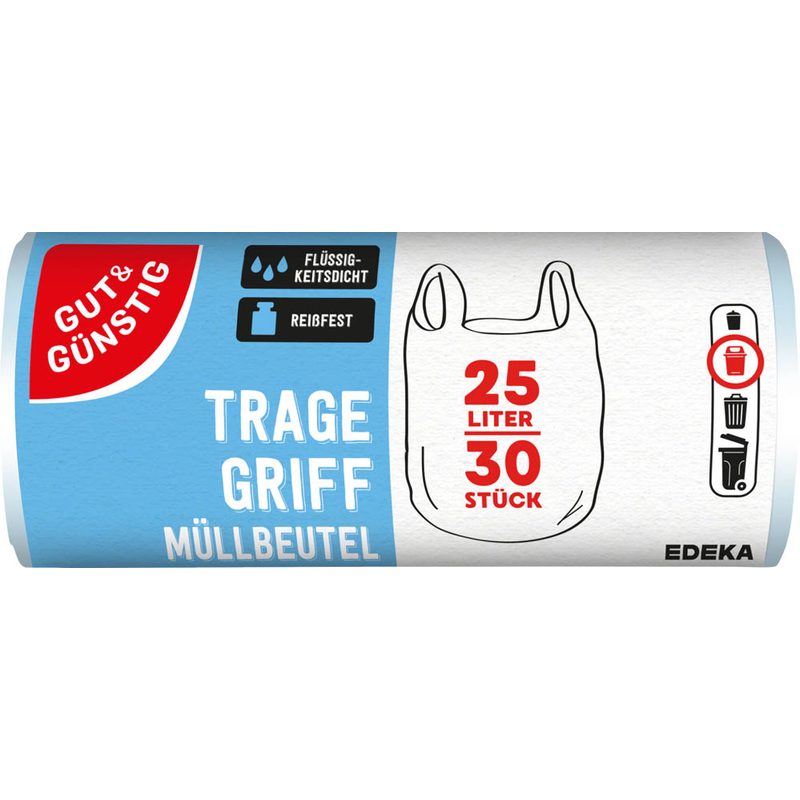 Gut & Günstig Müllbeutel mit Griff 25L 30er