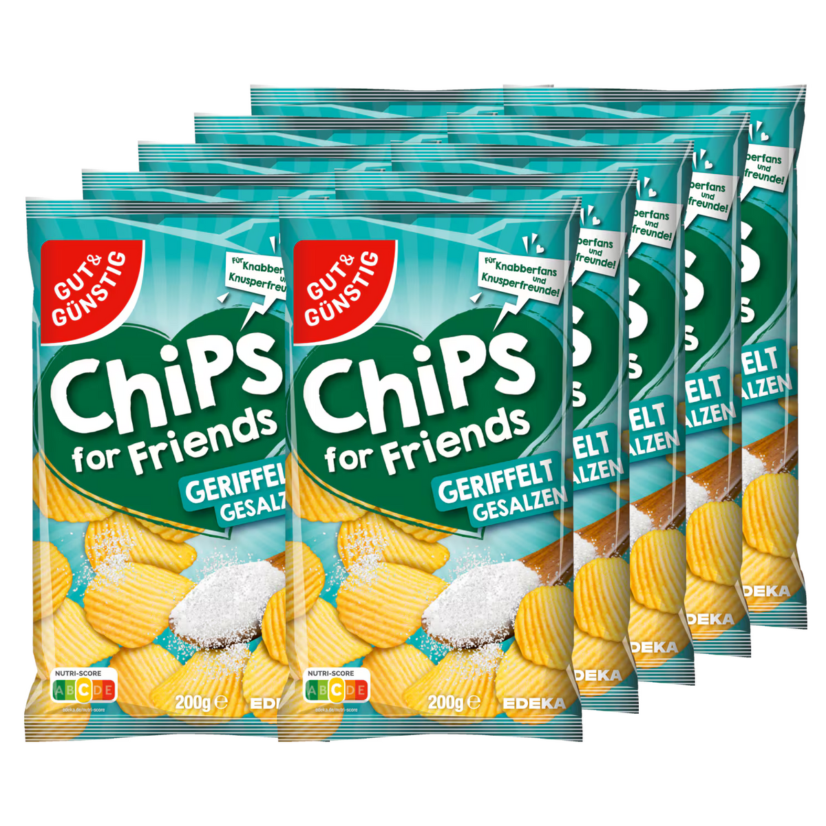 10x GUT&GÜNSTIG Riffelchips gesalzen 200g (10x200g)