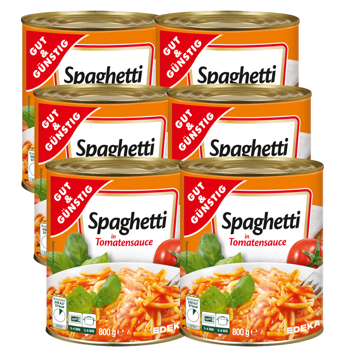6x GUT&GÜNSTIG Spaghetti in Tomatensauce 800g (6x800g)