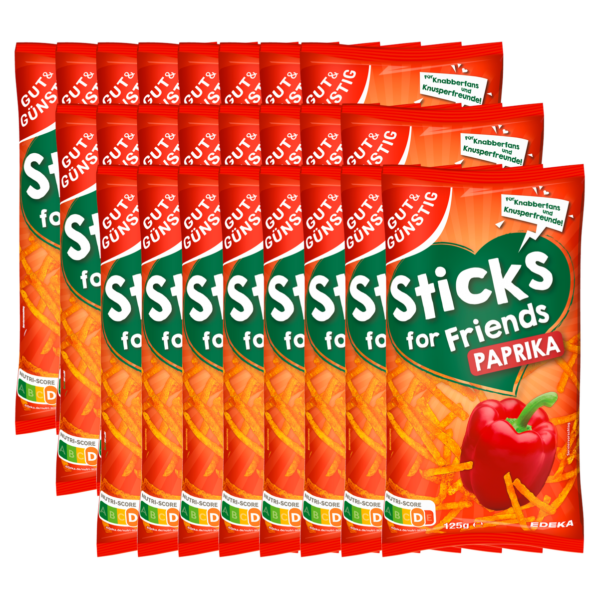 24x GUT&GÜNSTIG Kartoffelsticks for Friends Paprika 125g (24x125g)