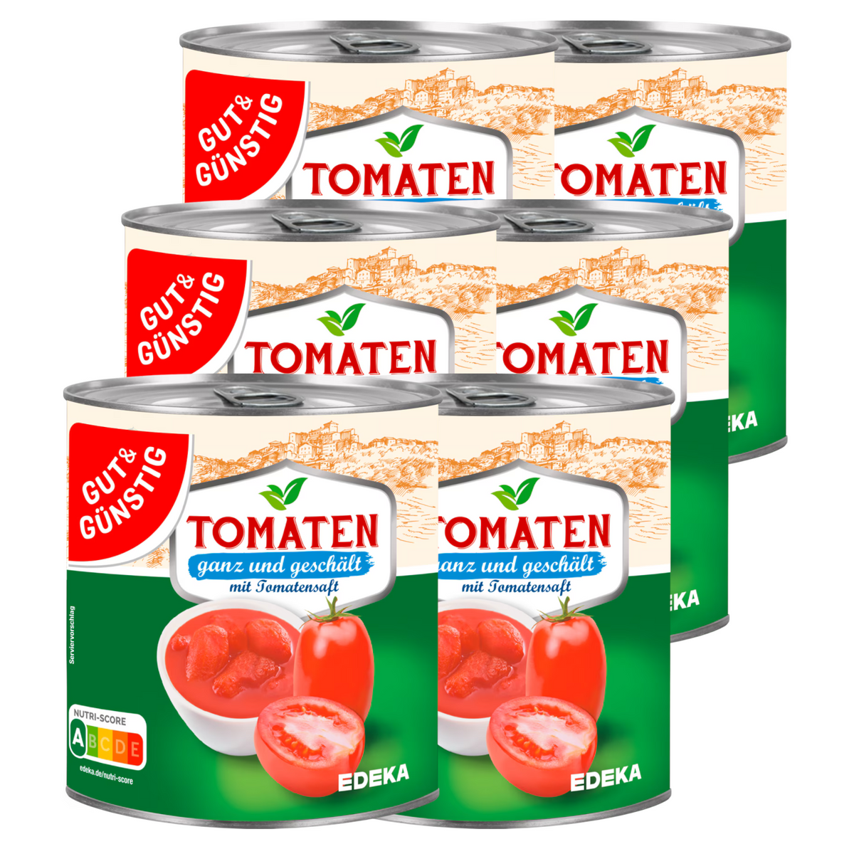 6x GUT&GÜNSTIG Tomaten ganz und geschält mit Tomatensaft 800g (6x800g)