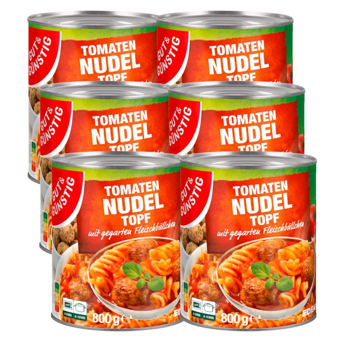 6x  GUT&GÜNSTIG Tomaten-Nudeltopf mit Fleischbällchen 800g (6x800g)