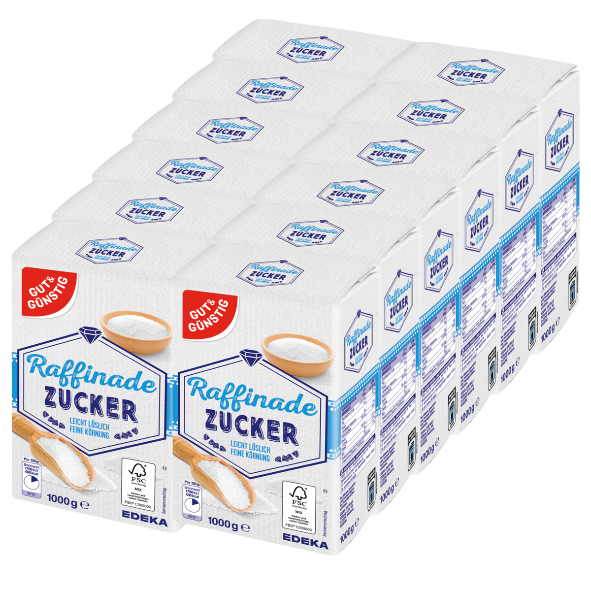 10x GUT&GÜNSTIG feiner Zucker Raffinade 1kg (10x1kg)