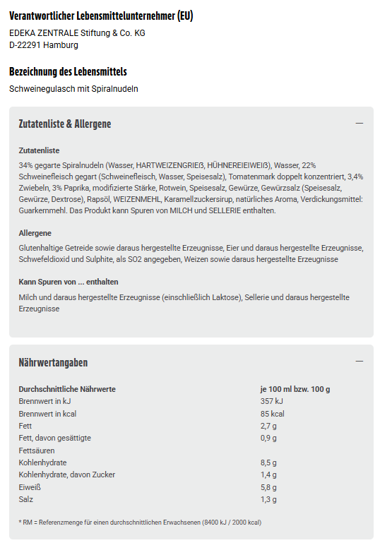 6x GUT&GÜNSTIG Schweinegulasch-Topf 800g (6x800g)