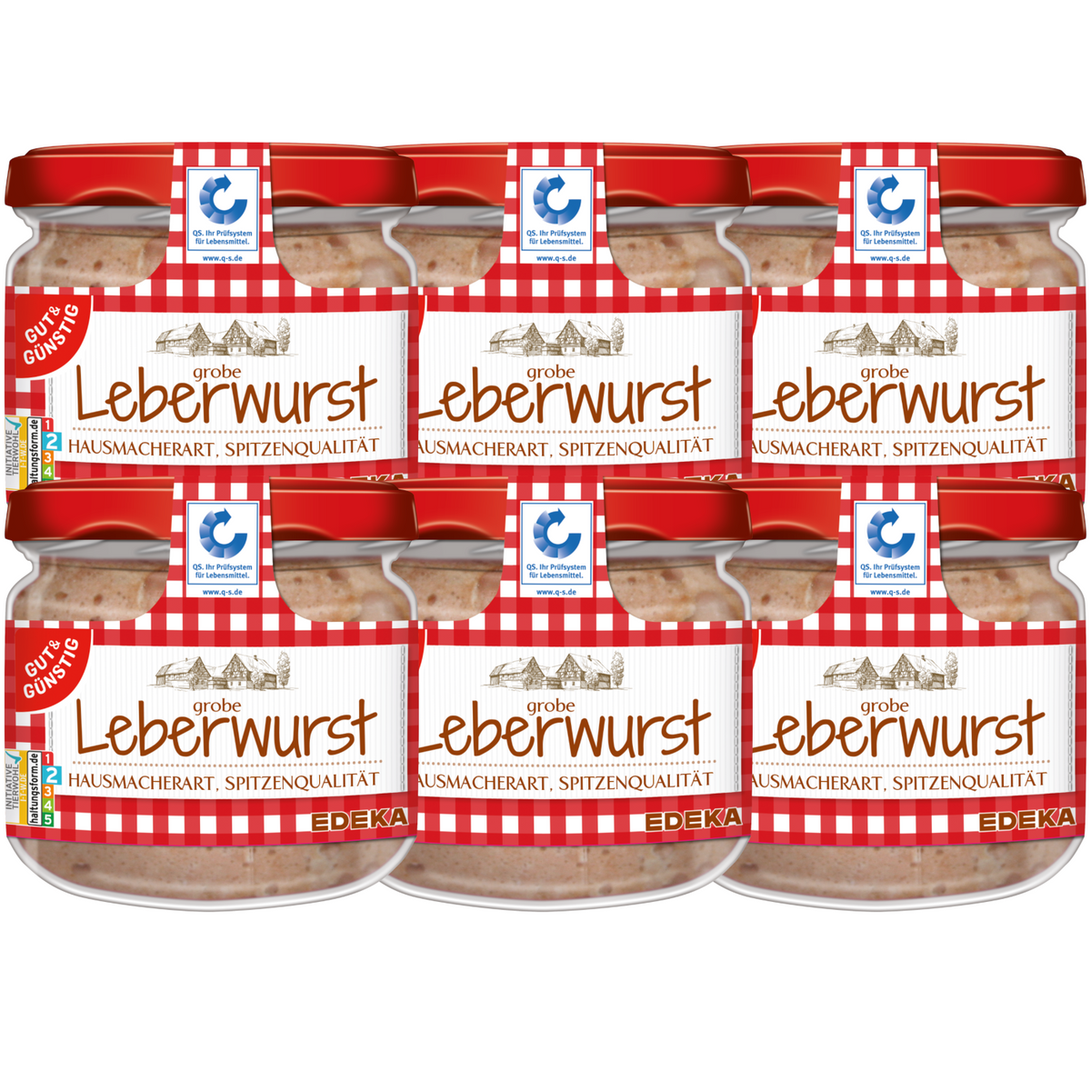 6x GUT&GÜNSTIG grobe Leberwurst Hausmacherart 250g QS ITW (6x250g)