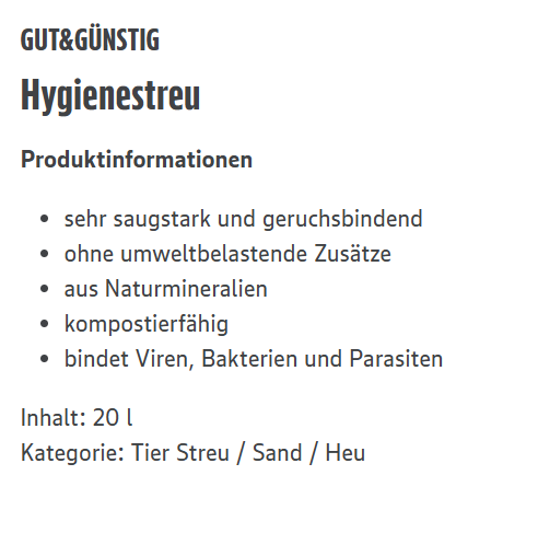GUT&GÜNSTIG Hygienestreu Katzenstreu 20l