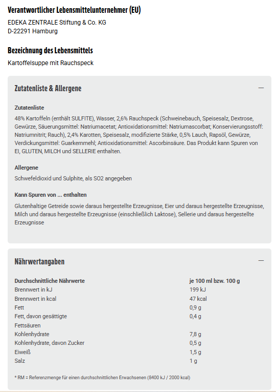 6x GUT&GÜNSTIG Kartoffelsuppe mit Rauchspeck 800g (6x800g)