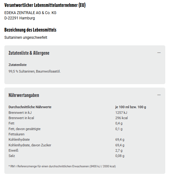 6x GUT&GÜNSTIG Sultaninen 250g (6x250g)