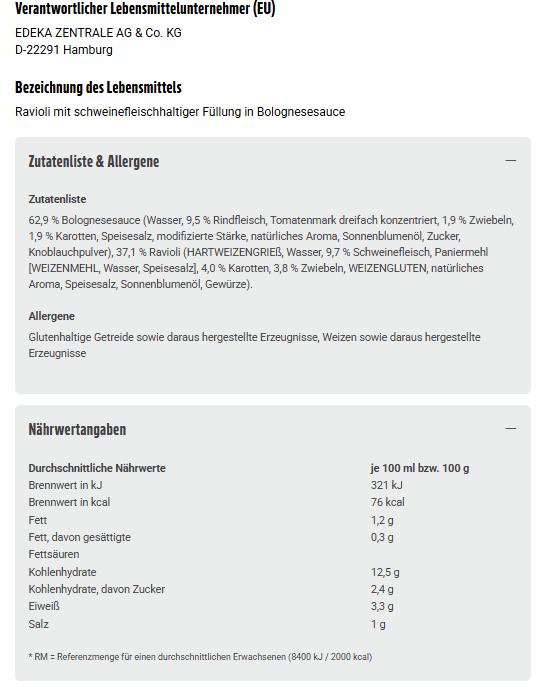 6x GUT&GÜNSTIG Ravioli Bolognese 800g (6x800g)