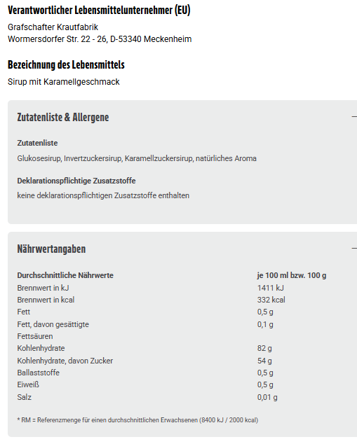 Grafschafter Karamell-Sirup Spenderflasche 500g
