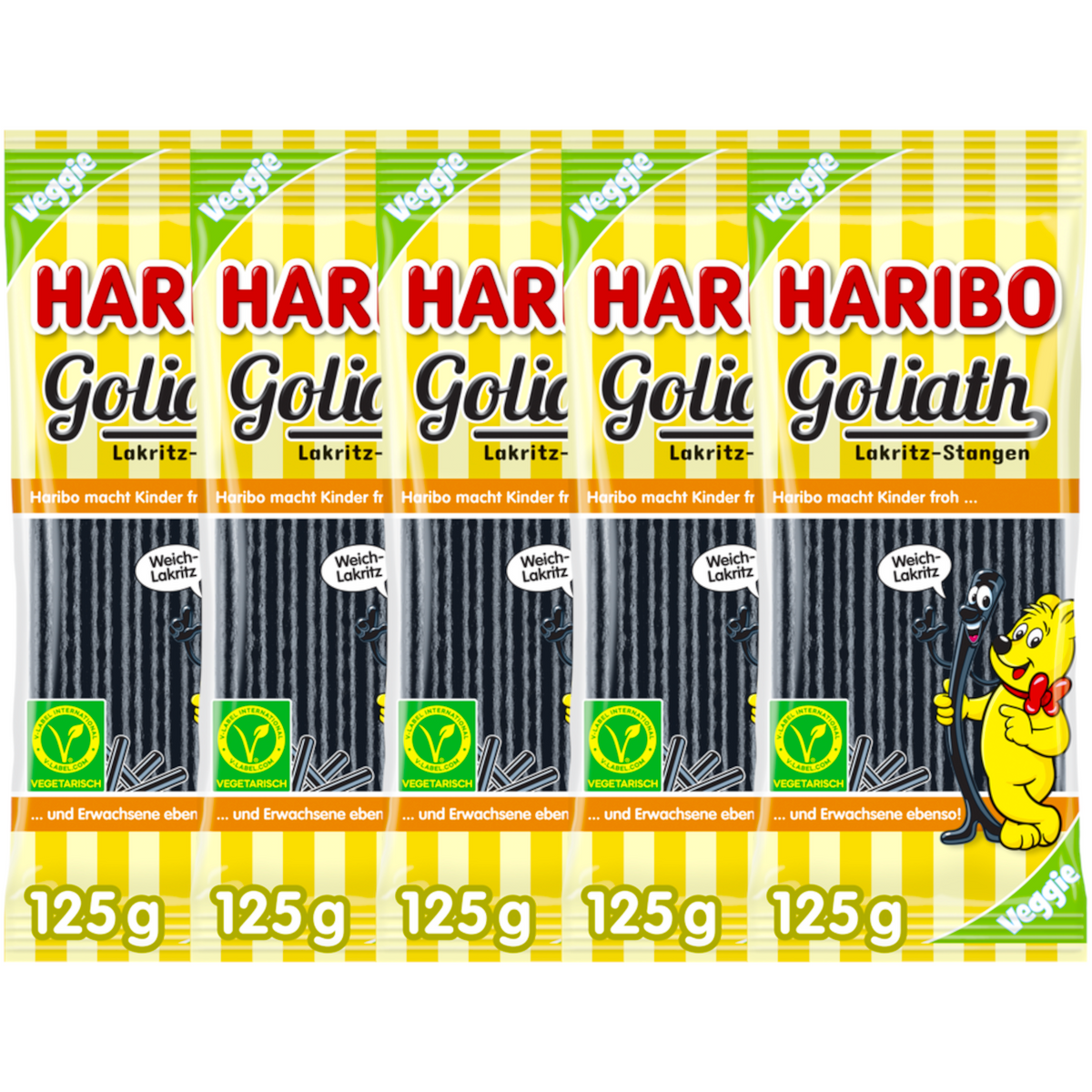 5x Haribo Goliath Lakritz Stangen 125g (5x125g)