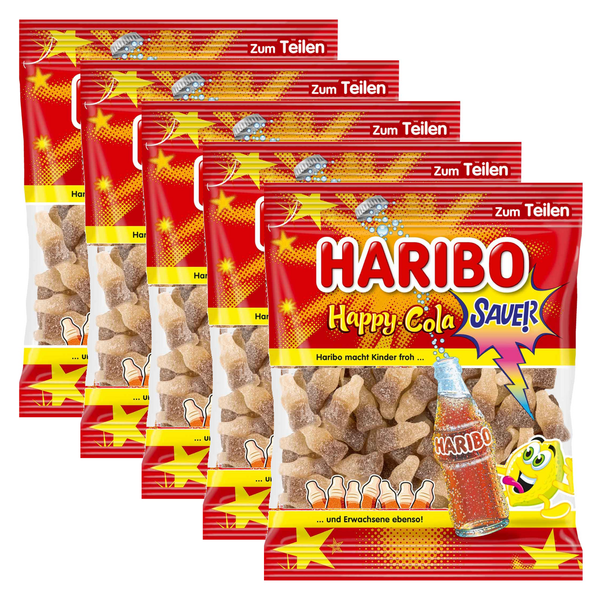 5x Haribo Happy Cola Sauer 175g (5x175g)