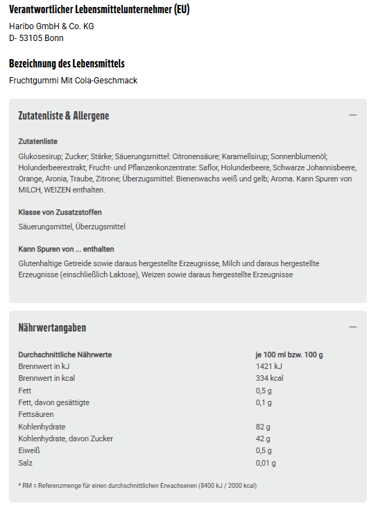 Haribo Kirsch Cola 150Stück 1350g