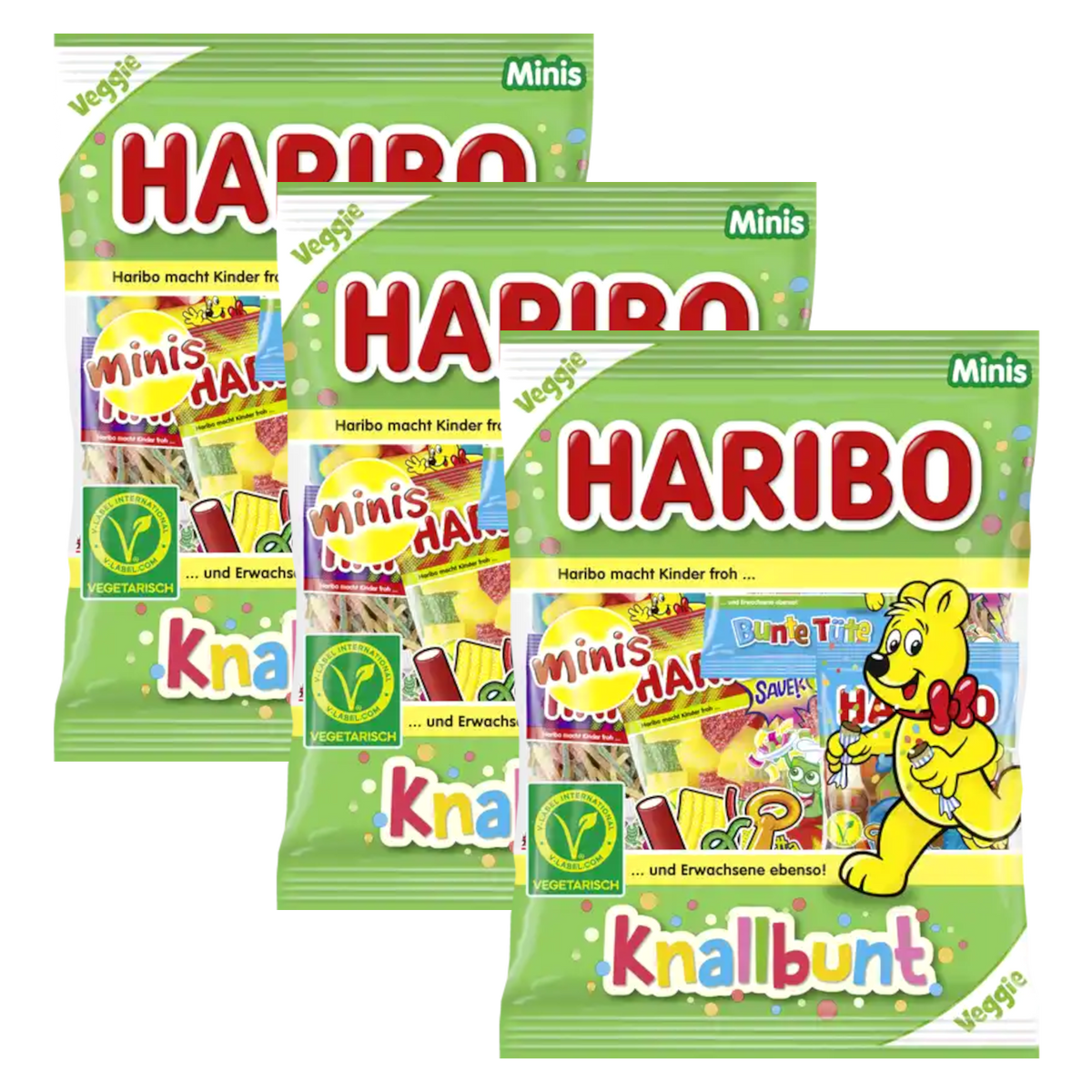3x Haribo Knallbunt Minis veggie 230g (3x230g)