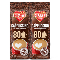 2x Hearts Cappuccino mit feiner Kakaonote 1kg (2x1kg)