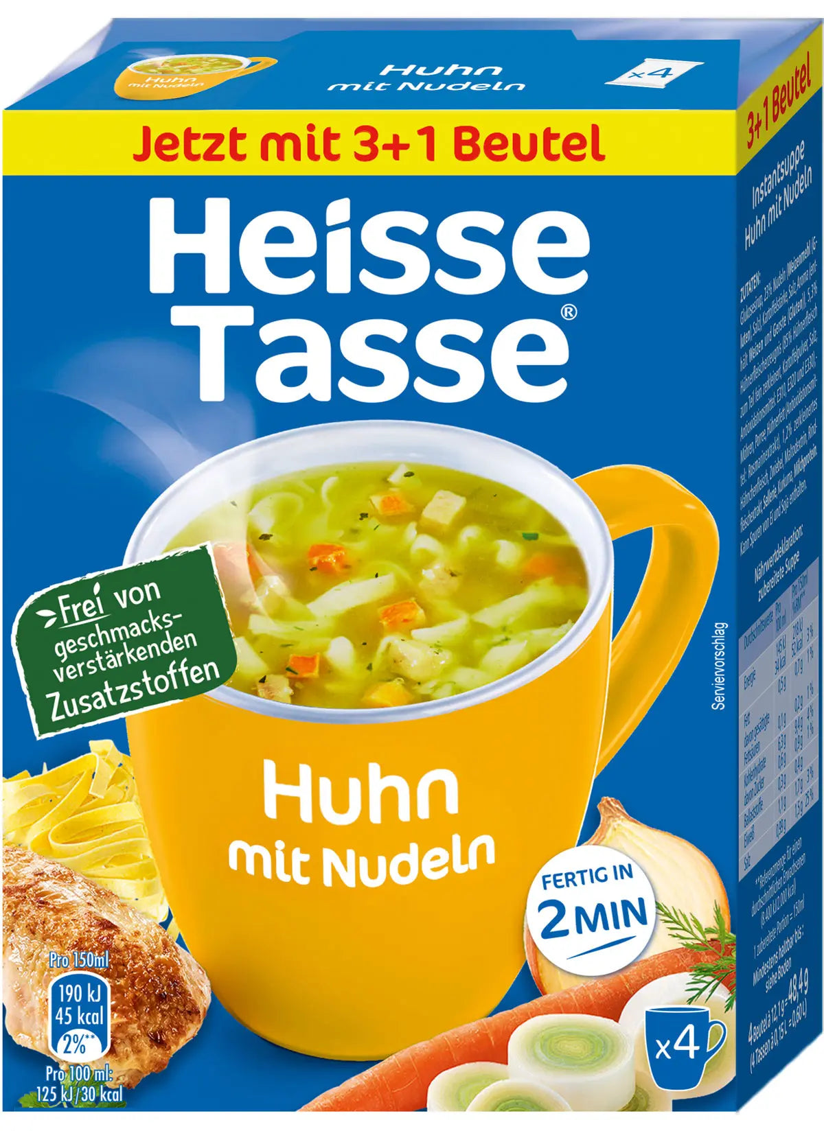 Heisse Tasse Hühnersuppe 4x150ml für 600ml (48,4g)
