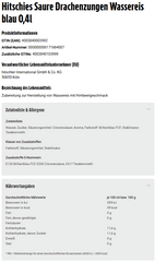 Hitschies Saure Drachenzungen Wassereis Set 1x Wassereis 1x Wassereis Blau Hitschler 2x400ml (800ml)