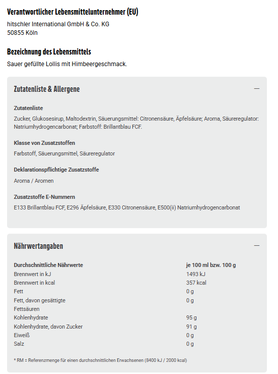 5x Hitschies Saure Drachenzungen Lollis Blau - Geschmacksrichtung Himbeer - 5x128g (640g)