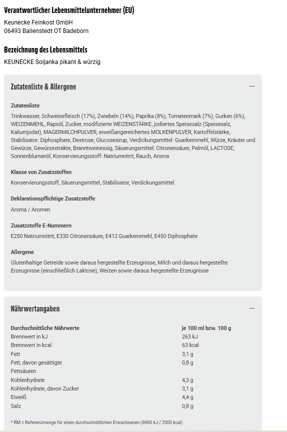 6x Keunecke Soljanka pikant und würzig 400ml (6x400ml)